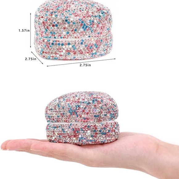 NEW Sparkling Rhinestone Crystal Heart Shaped Bling Jewelry Ring Box + F… - Picture 16 of 17
